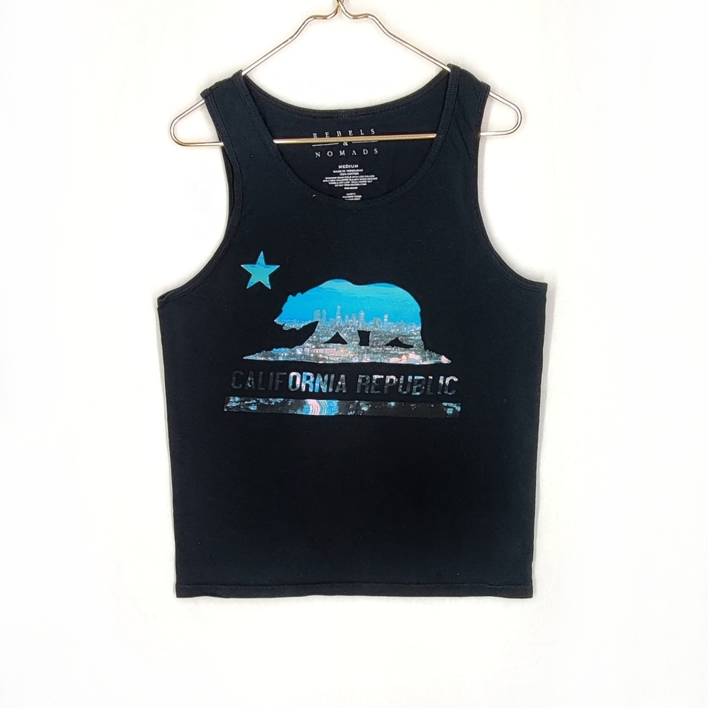 Rebels and nomads men's black tank top size medium
